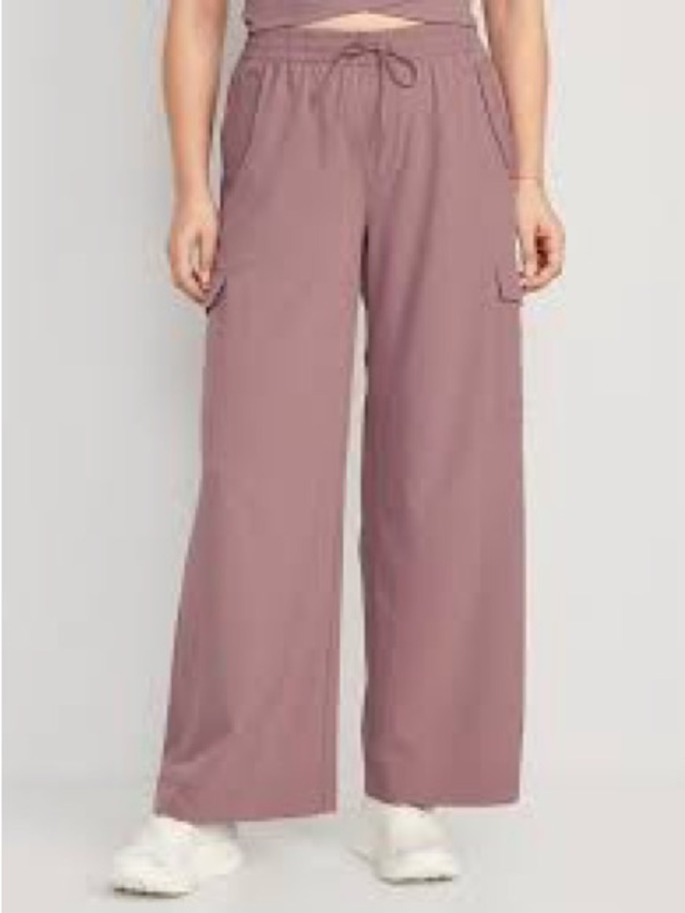Old Navy Wide-Leg Cargo Drawstring Pants in Mauve